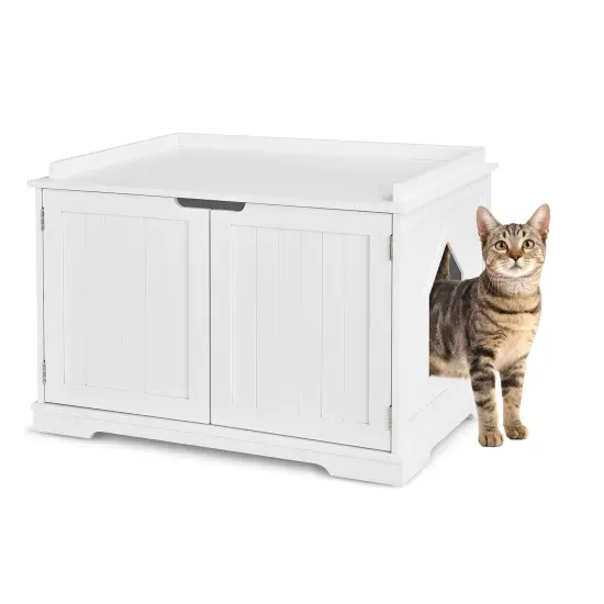 Cat Litter Box Enclosure with Double Doors for Large Cat and Kitty Black {8}