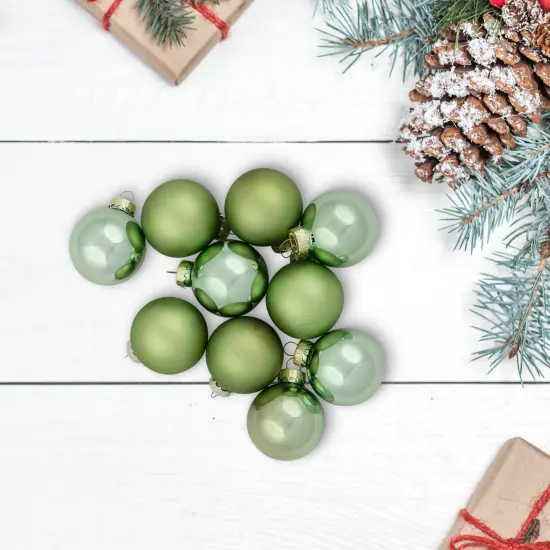 Northlight 2-Finish Christmas Glass Ball Ornaments - 1.75" (45mm) - Fern Green - 10ct {1}