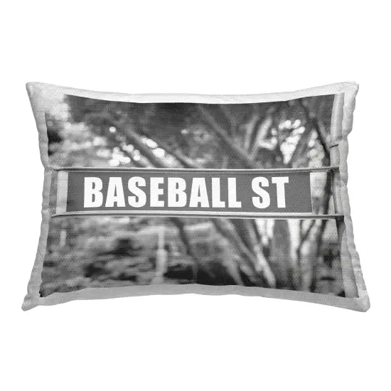 Baseball Street Sign Outdoor Printed Pillow Design by Daphne Polselli, 14 x 7 x 20 {1}