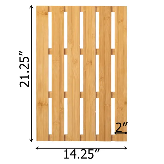 Basicwise 21.25-inch Luxury Non-Slip Waterproof Durable Bamboo Bath Mat - Multi-Purpose Home Essentials for Indoor and Outdoor Use - Perfect for Showers, Bathtubs, Spas, Saunas, Bathrooms, and Pools {4}