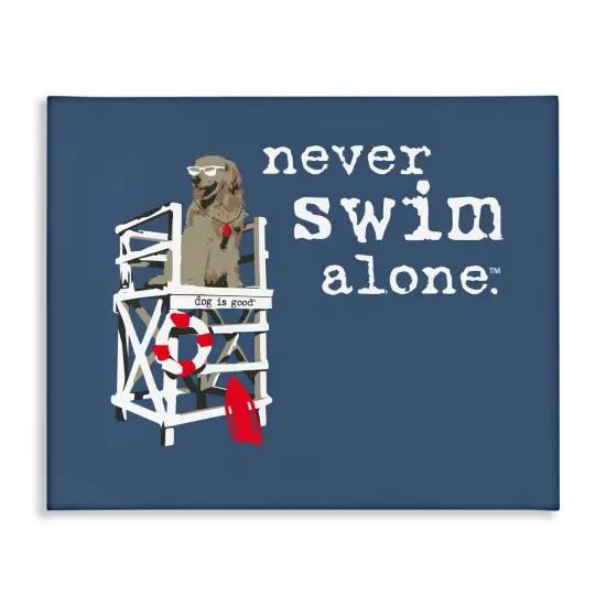 Stupell Industries Never Swim Alone Dog Canvas Wall Art Design by Dog Is Good {1}