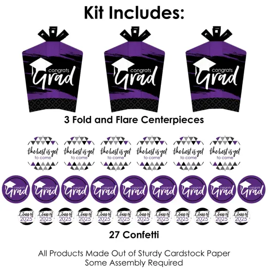 Big Dot of Happiness Purple Grad - Best is Yet to Come - 2025 Purple Graduation Party Decor and Confetti - Terrific Table Centerpiece Kit - Set of 30 {4}