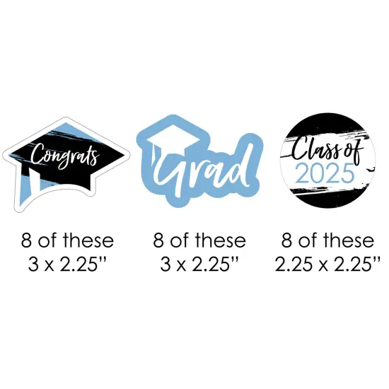 Big Dot of Happiness Light Blue 2025 Graduation Paper Straw Decor - Party Striped Decorative Straws - Set of 24 {3}