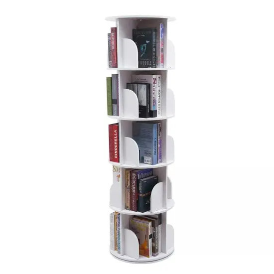 5-Tier 360&deg; Rotating Bookshelf Bookcase Storage Shelf Free standing Display Rack {1}