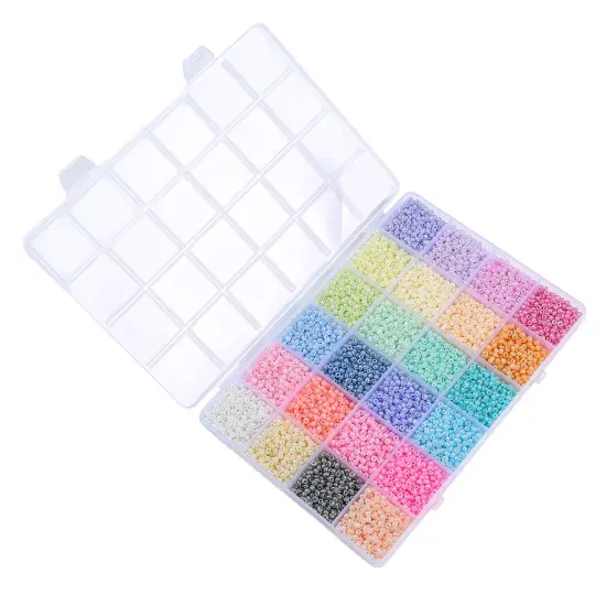 John Bead 12500pcs Assorted 24 Colors Glass Seed Beads 8/0 Jewelry Making Bead Box Rainbow Pastel Color {3}