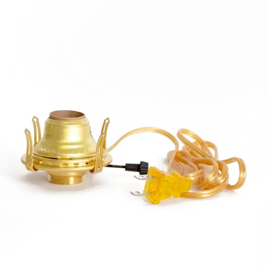 B & P Lamps Electric Burner Queen Anne Solid Brass #2 with 6 foot Gold Cord {1}