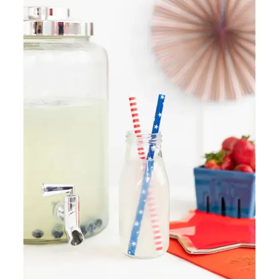 Patriotic Red, White & Blue Reusable Straws {4}