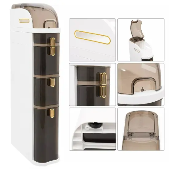 Plastic Slim Storage Cabinet Rolling Narrow Organizer w/Toilet Paper Holder {2}