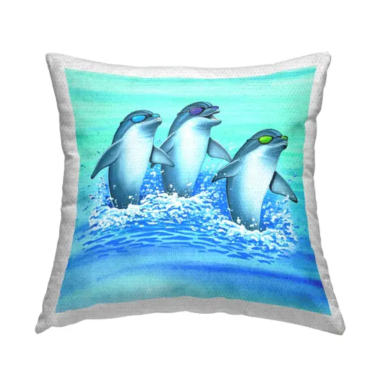 Cool Dolphins Trio Outdoor Printed Pillow Design by Art Brands Holdings, LLC., 18 x 7 x 18 {1}