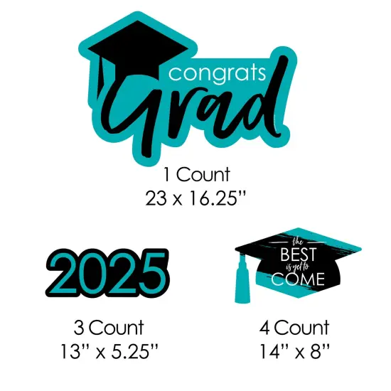 Big Dot of Happiness Teal Grad Class of 2025 Outdoor Decorations - Graduation Yard Signs - Set of 8 {7}