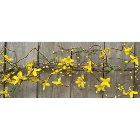 Star Forsythia Garland 4ft Yellow Blooms Pip Berries and Twigs for Spring Decor {1}
