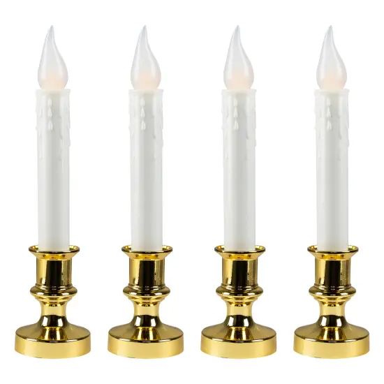 Northlight Frosted LED Flickering Window Candles with Timer - 8.5" - Set of 4 White {5}