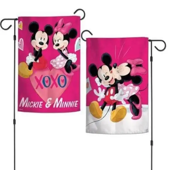 Mickey and Minnie Valentine Garden Flag 2 Sided Love Happens Here {1}