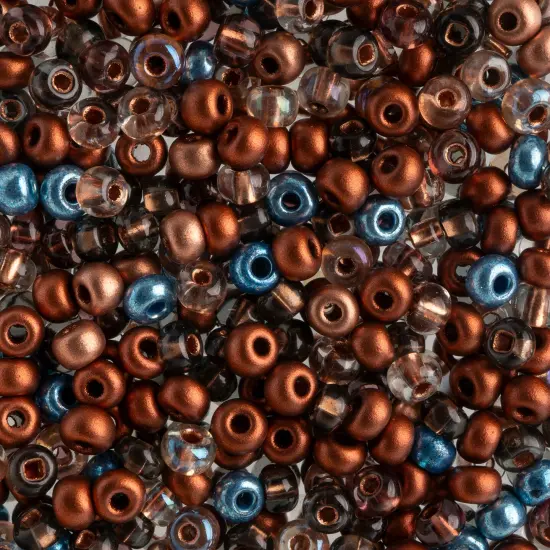 John Bead 6/0 Mixed Czech Glass Seed Beads, 100g Rusty & Blues Mix {1}