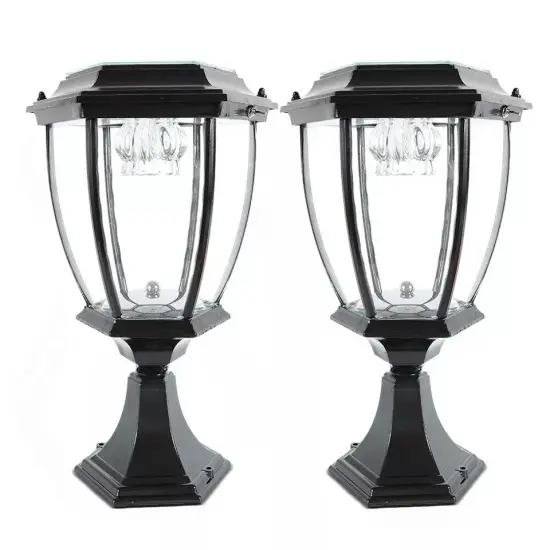 Solar Garden Yard Lantern Lamp Post Light Black LED Street Pillar Light 2.4V {1}