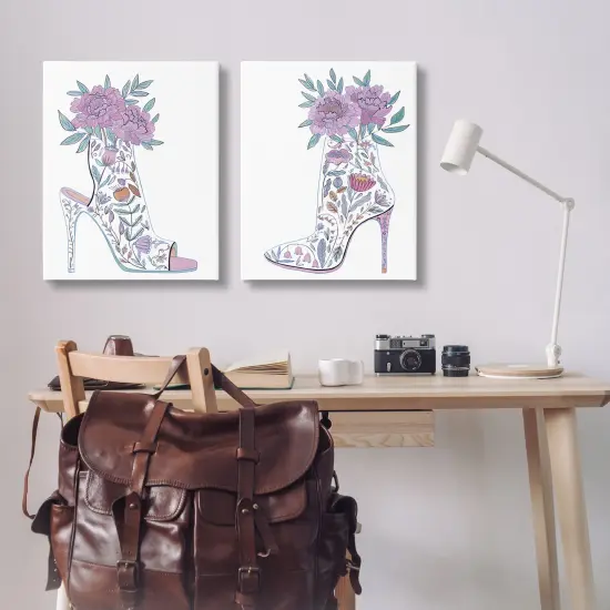 Stupell Industries Floral Stiletto Heel Boots 2 pc Canvas Wall Art Set Design by Melissa Wang {2}