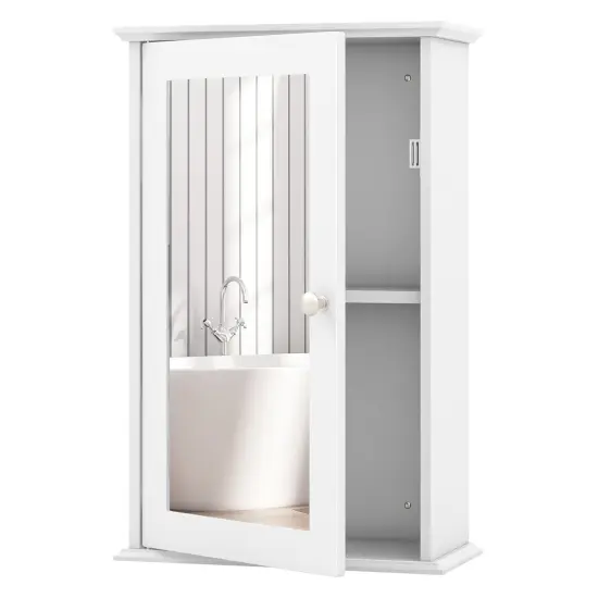 Bathroom Wall Cabinet with Single Mirror Door Grey {7}