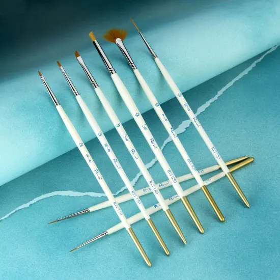 RSET-TK MINI | Royal Gold&trade; 8pc Golden Taklon Ultra-Short Handle Variety Brush Set {3}