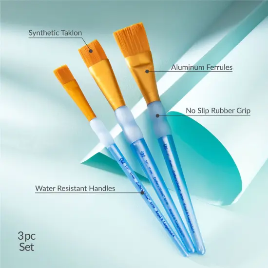 RCC 215 | Crafter's Choice&trade; 3pc Golden Taklon Wash Brush Set {4}