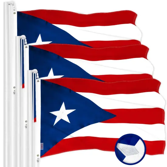 G128 3 Pack: Puerto Rico Puerto Rican Flag | 4x6 Ft | ToughWeave Series Embroidered 300D Polyester | Embroidered Design, Indoor/Outdoor, Brass Grommets {1}