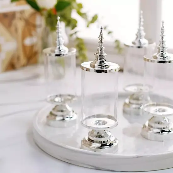 18 Silver Clear 7" tall Mini Jars with Lids Favor Holders Party Events Supplies {3}