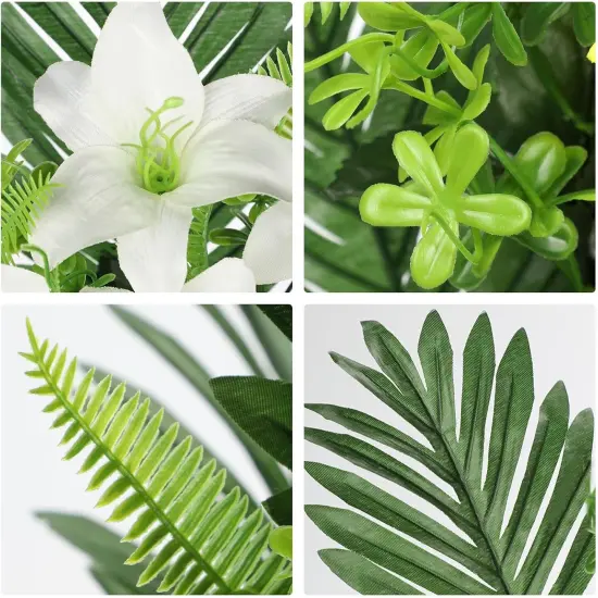 Artificial Cemetery Flowers for Grave, Set of 2 Silk White Faux Lily Bouquet Flowers Outdoor Graveyard Memorial Flowers for Cemetery Headstones Decoration {3}