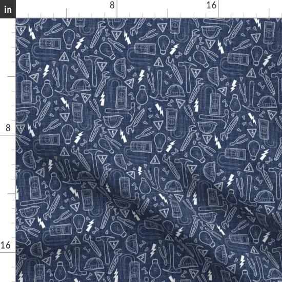 Various Fabrics by the Yard or Fat Quarter Electricians Skillz Navy White Blue Small Scale Custom Printed Fabric by Spoonflower {2}