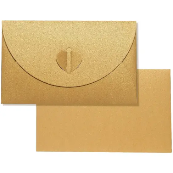 24 Pack Golden Craft Photo Gift Envelopes with Heart Clasps, with White Paper Postcard Inside, 6.8 x 4.3 Inches {6}