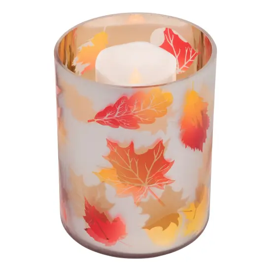 Northlight Autumn Leaves Glass Votive Candle Holder - 6" Multi {4}