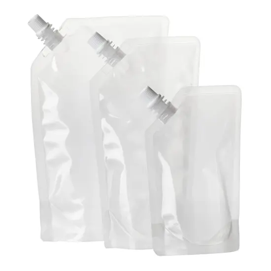 30 Pack Reusable Adult Plastic Drink Pouches with Funnels for Juice, Soda, Liquor (8, 16, 32 Ounces) Clear {5}