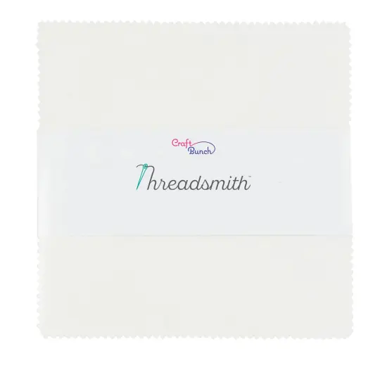 Threadsmith - 5 inch Charm Pack for Quilting - 42 Precut Cotton Fabric Squares (White) {2}