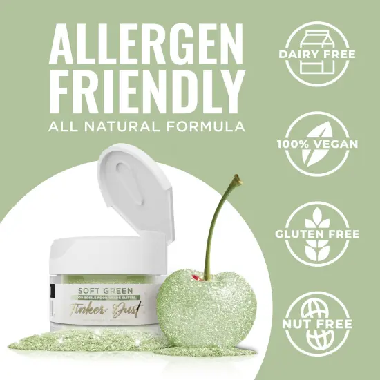 Bakell - Soft Green Tinker Dust Edible Glitter (5g, 1x Jar) for Food, Desserts, and Beverages! {4}