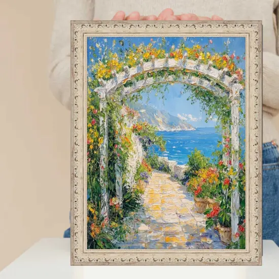 White Wash Alabaster Bead Picture Frame 32x48 frame {2}