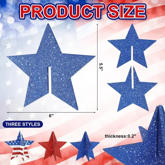 6 Inch Wooden Stars Set for 4th of July Decorations Tabletop Decorations {2}