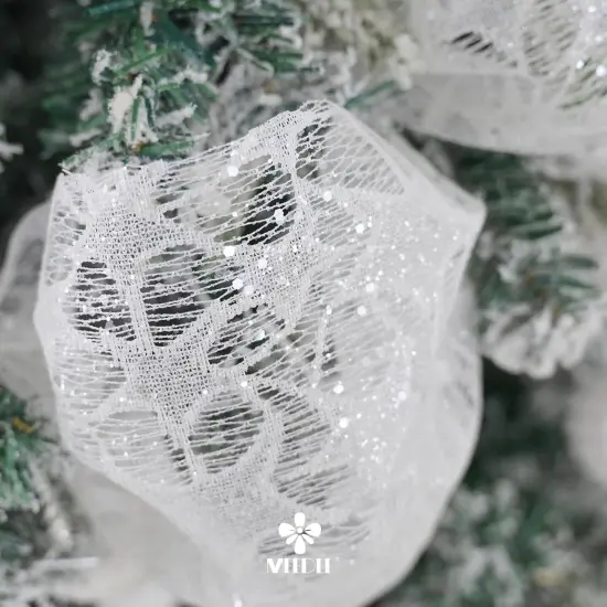 White Glitter Mesh Star Web Ribbon 10 Inch Wide by 10 Yards Roll White Mesh Fabric Ribbon Decorative Mesh White Mesh Ribbon {2}