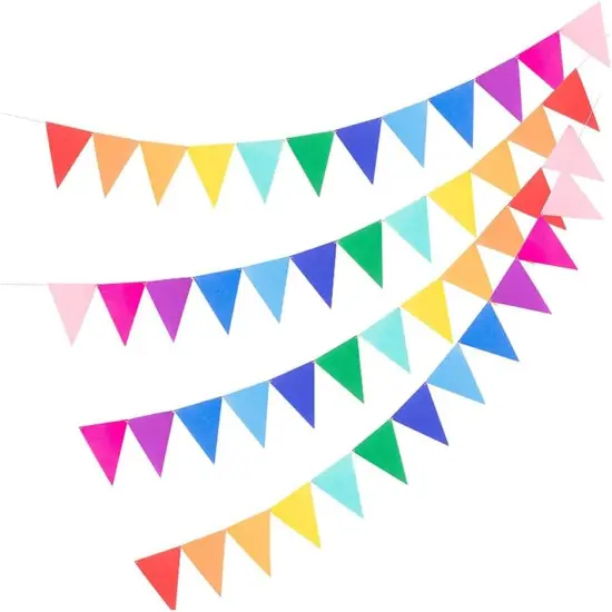 48Pcs Rainbow Pennant Banner,4 Pack Felt Fabric Flags Pennant Banners Triangle Flag for Party Wedding Christmas Birthday Bedroom Decoration {4}