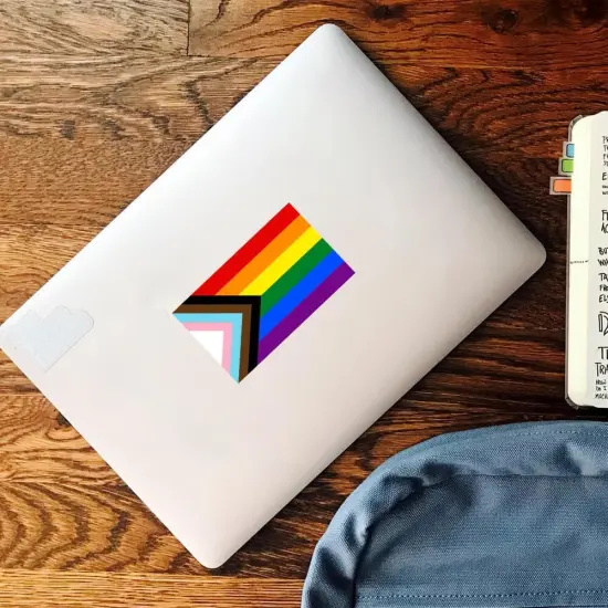4 Pcs Progress Pride Rainbow Flag Reflective Stickers, 5 x 3 Inches Support LGBTQ+ Bumper Stickers for Cars, Trucks,Laptops, Motorcycle and Helmet. {5}