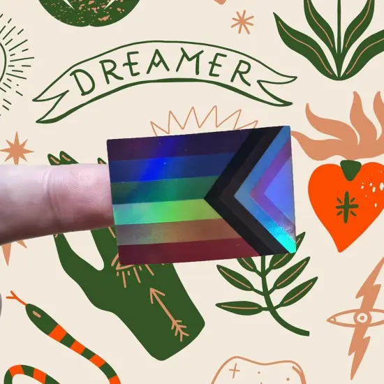 LGBTQ Pride Stickers, Progress Pride Flag Rectangle Self Adhesive Decal Waterproof Stickers for Parades and Events(1 Roll - 300 Stickers) {2}