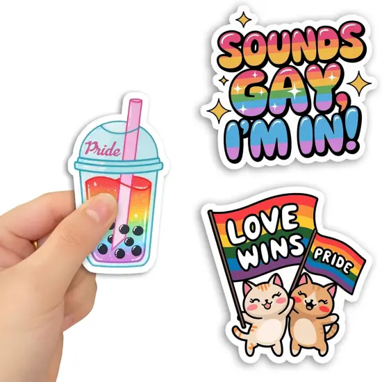 Set 3Pcs Love Wins Pride, Sound Gay I'm in, Pride LGBT Sticker LGBTQ Rainbow Gay Pride Trans Rights Bisexual Pride Humor Bookish Kindle Waterproof 2 Inches Die-Cut Vinyl for Water Bottle Phone {1}