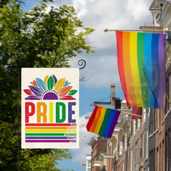 Pride Rainbow Garden Flag 12x18 Inch Double Sided, LGBTQ+ Community Progress Yard Outdoor Flag {2}