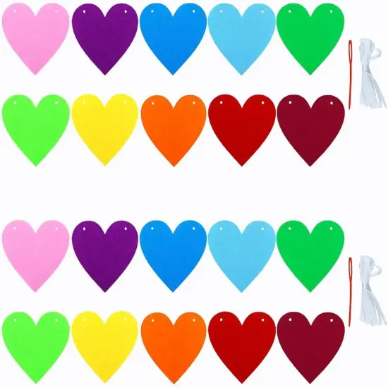 2 Pack Heart Garland Valentines Colorful Heart Banner for DIY Wedding Anniversary Rainbow Party Decorations {2}