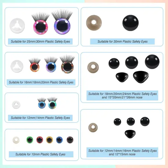 100pcs Safety Eyes and Noses with Washers - 10mm to 30mm {2}