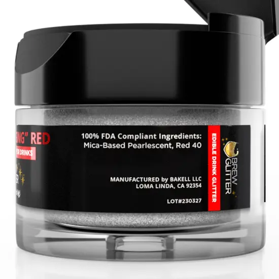 Brew Glitter - Red Color Changing Edible Drink Glitter (4g, x1 Flip-Cap Jar) for Beer, Cocktails and Beverages {6}