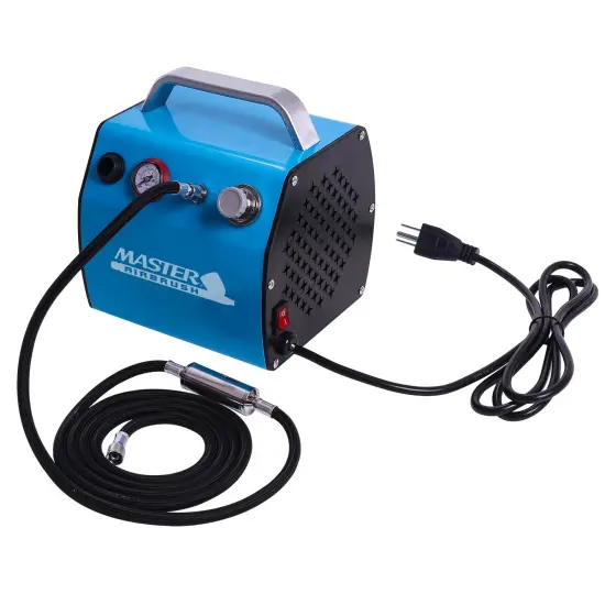 Model TC-77 - Professional Super Quiet High Performance Compact Airbrush Compressor with Small Air Tank, Moisture Trap & Hose {1}