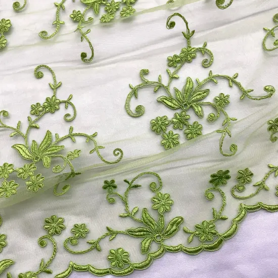 1 Yard Corded Bridal Lace Fabric Embroidered Elegant Net Mesh Wedding Dress 54" Width White with Silver {2}