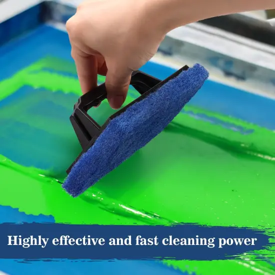 3 Pack Screen Printing Scrub Pad, Blue Scrub Cleaner Brush with Handle, Silkscreen Ink Remover for Reclaiming Mesh Frames {5}