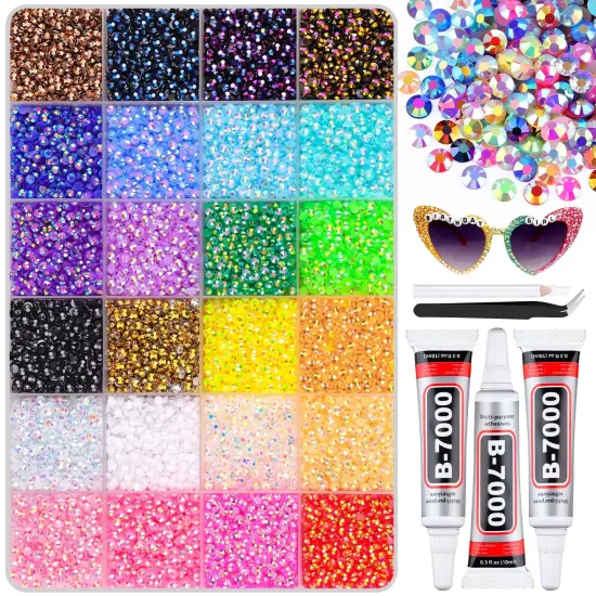 30000Pcs 3mm Flatback Resin Rhinestones with Glue - Multicolored {1}