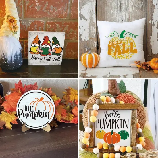 Fall Stencils - Autumn Thanksgiving Pumpkin Paint Stencils - (20x6in) {2}