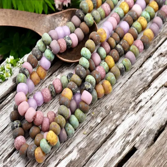 33/0 Aged Matte Rosaline Striped Picasso Seed Bead Mix (9" Strand) {2}