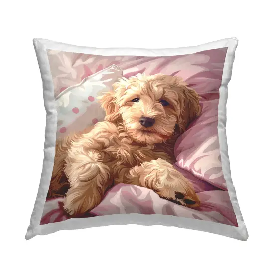 Stupell Industries Sleepy Labradoodle in Bed Decorative Printed Throw Pillow Design by Jim Baldwin, 18 x 7 x 18 {1}